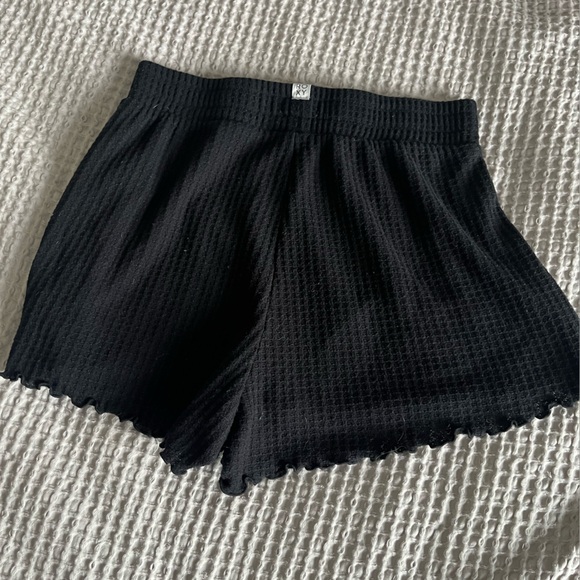 Black Ruffled Waffle Shorts - Picture 2 of 5